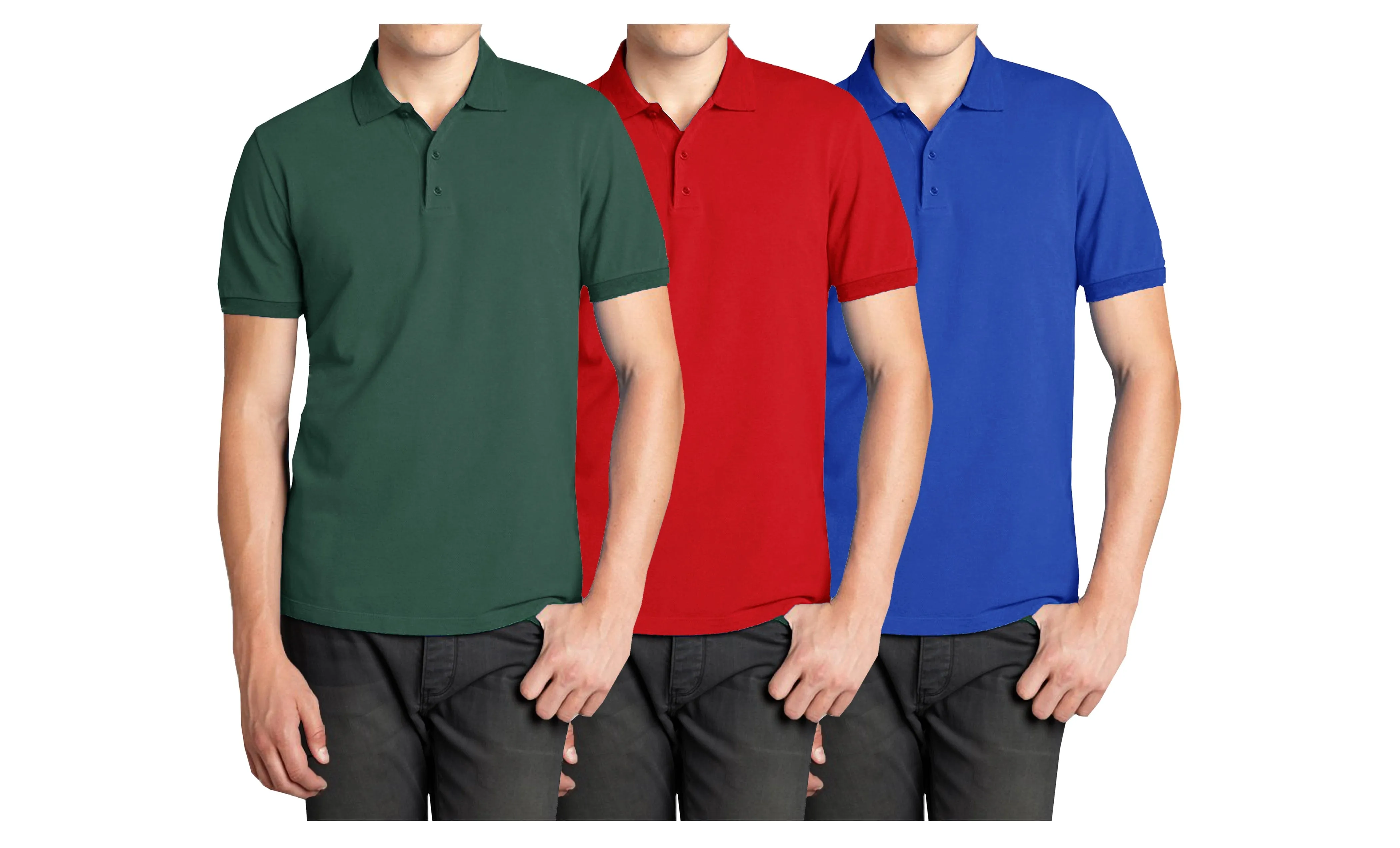 Men's (3-PACK) Short Sleeve Pique Polo Shirt (S-2X)