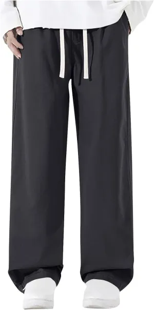 Men's Baggy Wide Leg Pants Elastic Waist Drawstring Straight Relaxed Trousers Lightweight Casual Hiking Outdoor Pants