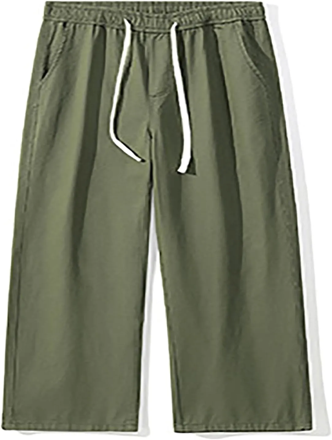 Men's Baggy Wide Leg Pants Elastic Waist Drawstring Straight Relaxed Trousers Lightweight Casual Hiking Outdoor Pants