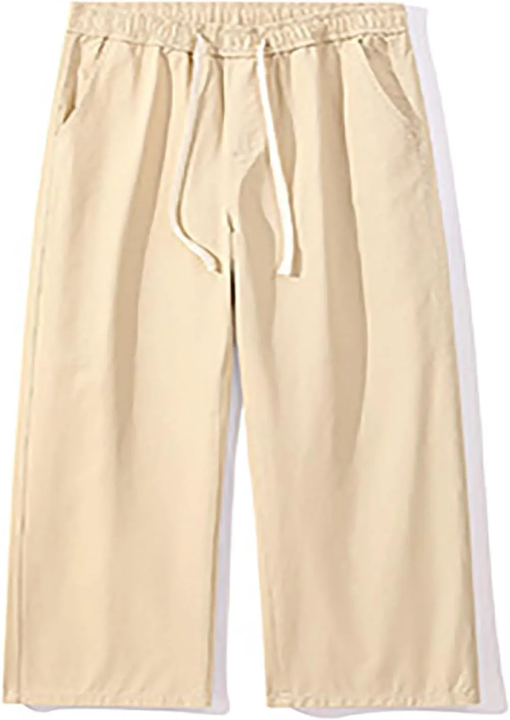 Men's Baggy Wide Leg Pants Elastic Waist Drawstring Straight Relaxed Trousers Lightweight Casual Hiking Outdoor Pants