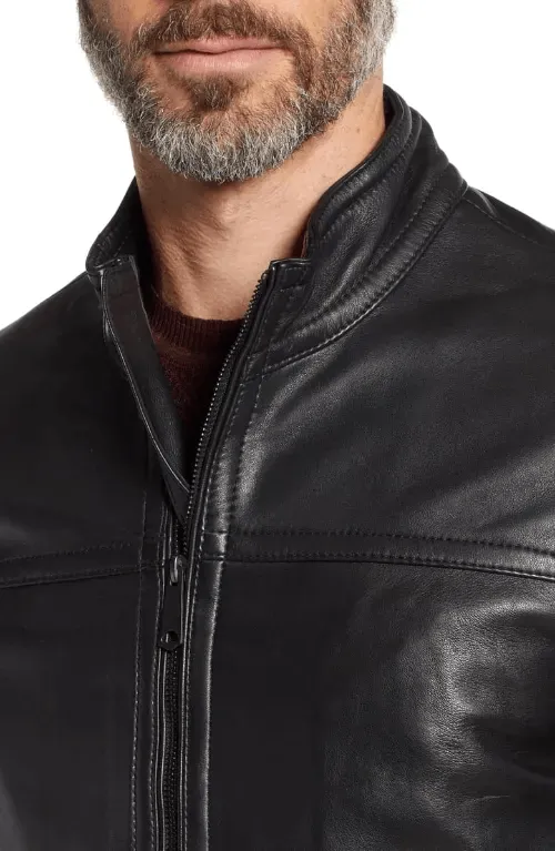 Mens Black Leather Blazer Jacket