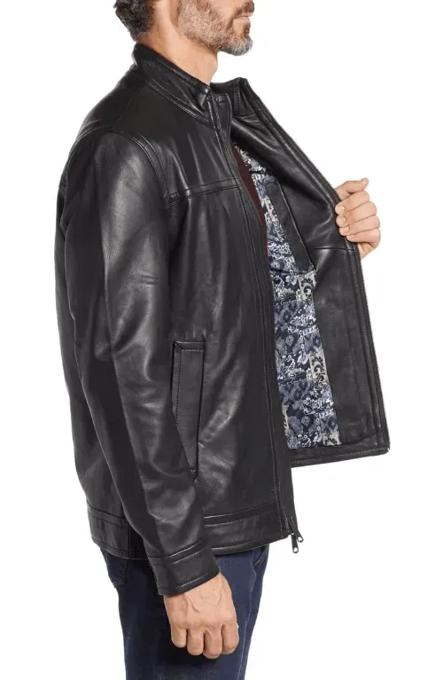 Mens Black Leather Blazer Jacket