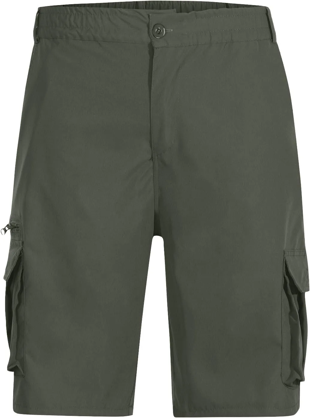 Mens Cargo Shorts Elastic Waist Wide Leg with Multi-Pocket Cargo Pants Summer Lightweight Baggy Hiking Outdoor Pants