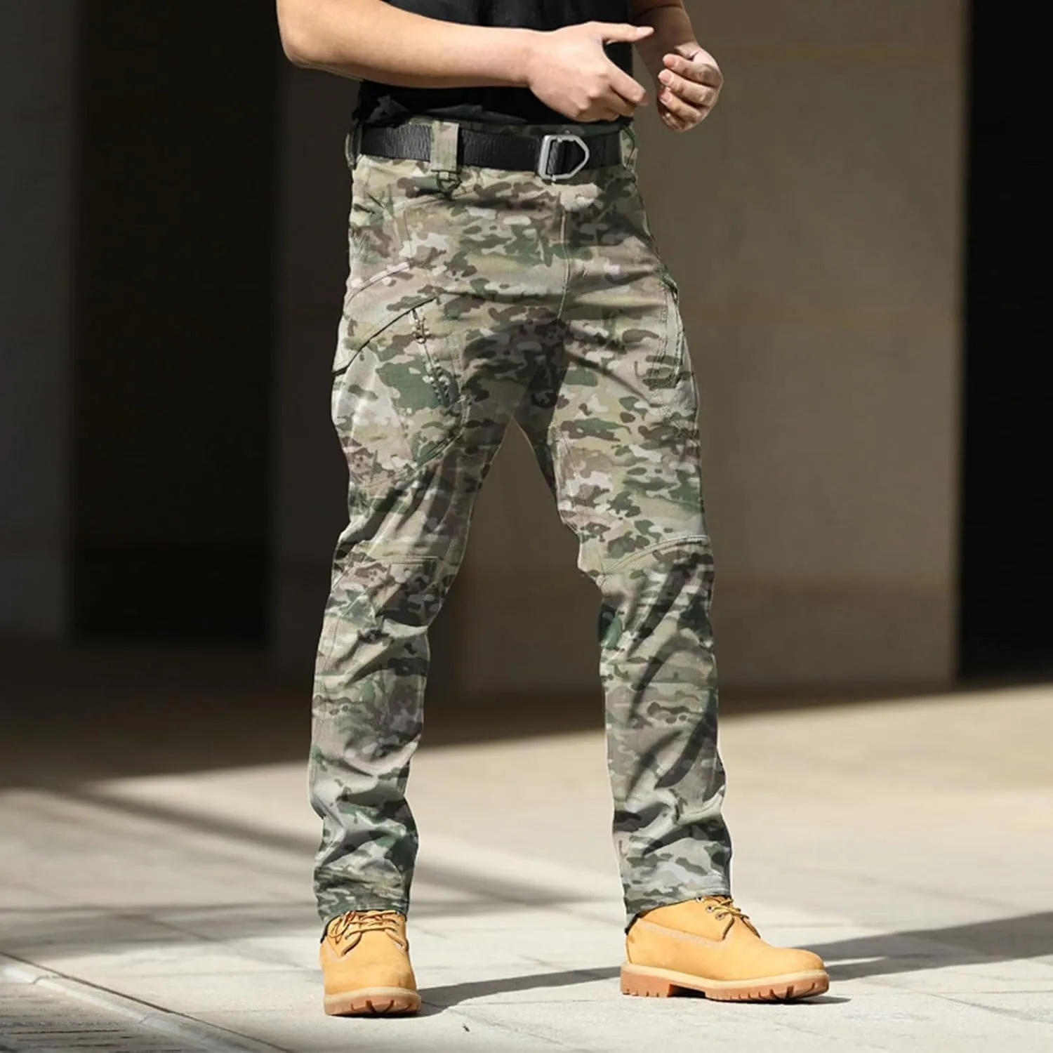 Men's Casual Cargo Pants Hiking Joggers Lightweight Loose Fit Trousers Athletic Pants Outdoor Pants with Pockets