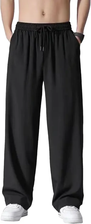 Men's Comfort Breathable Straight Leg Pants Lightweight Sweatpants Outdoor Pants Elastic Waist Spring Fall Trousers