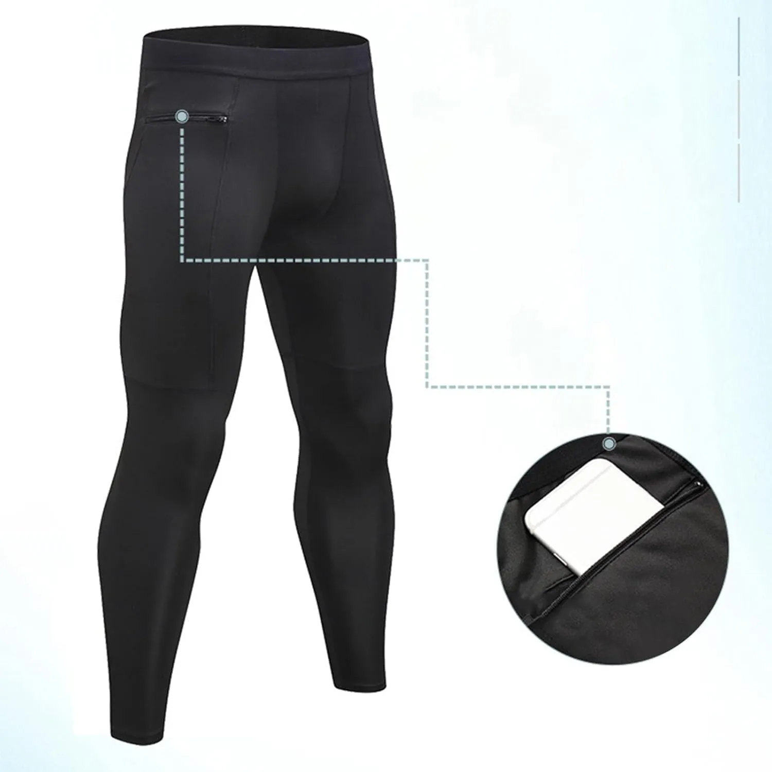Men's Compression Pants Leggings Athletic Workout Basketball Baselayer Pants Thermal Premium Running Sports Tights