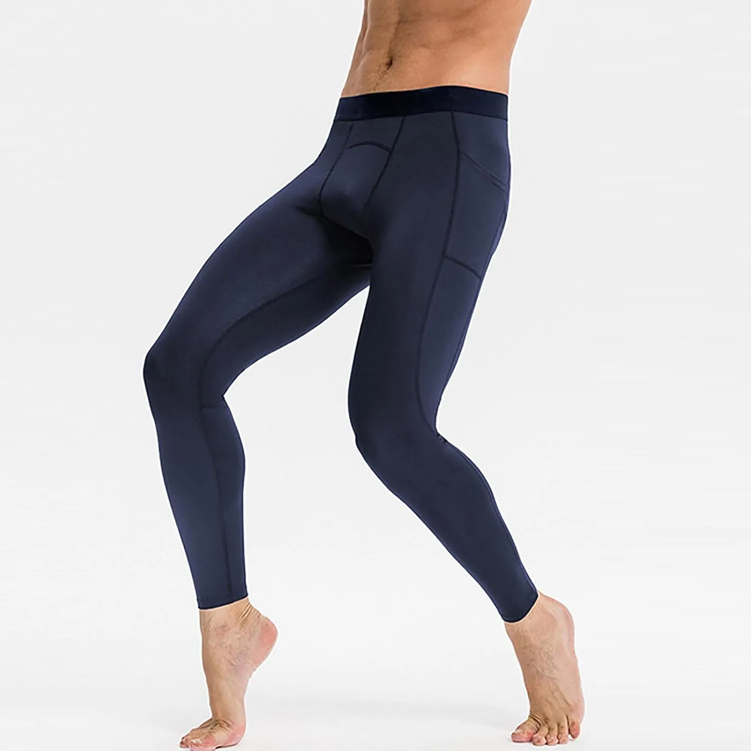 Men's Compression Pants, Performance Athletic Sports Leggings Baselayer Workout Tights for Running Yoga with Pockets
