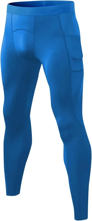 Men's Compression Pants, Performance Athletic Sports Leggings Baselayer Workout Tights for Running Yoga with Pockets