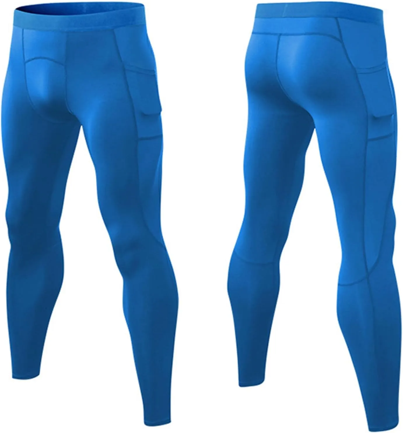 Men's Compression Pants, Performance Athletic Sports Leggings Baselayer Workout Tights for Running Yoga with Pockets