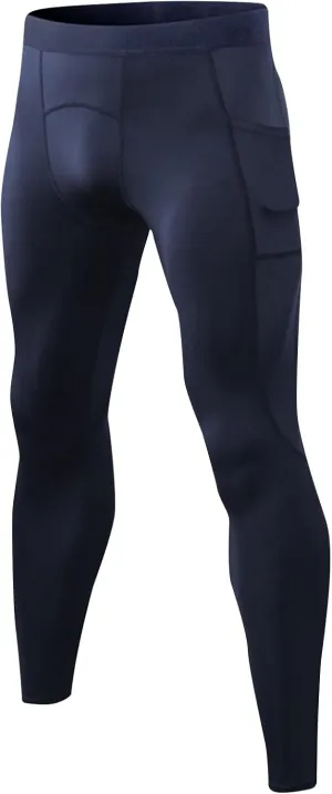 Men's Compression Pants, Performance Athletic Sports Leggings Baselayer Workout Tights for Running Yoga with Pockets