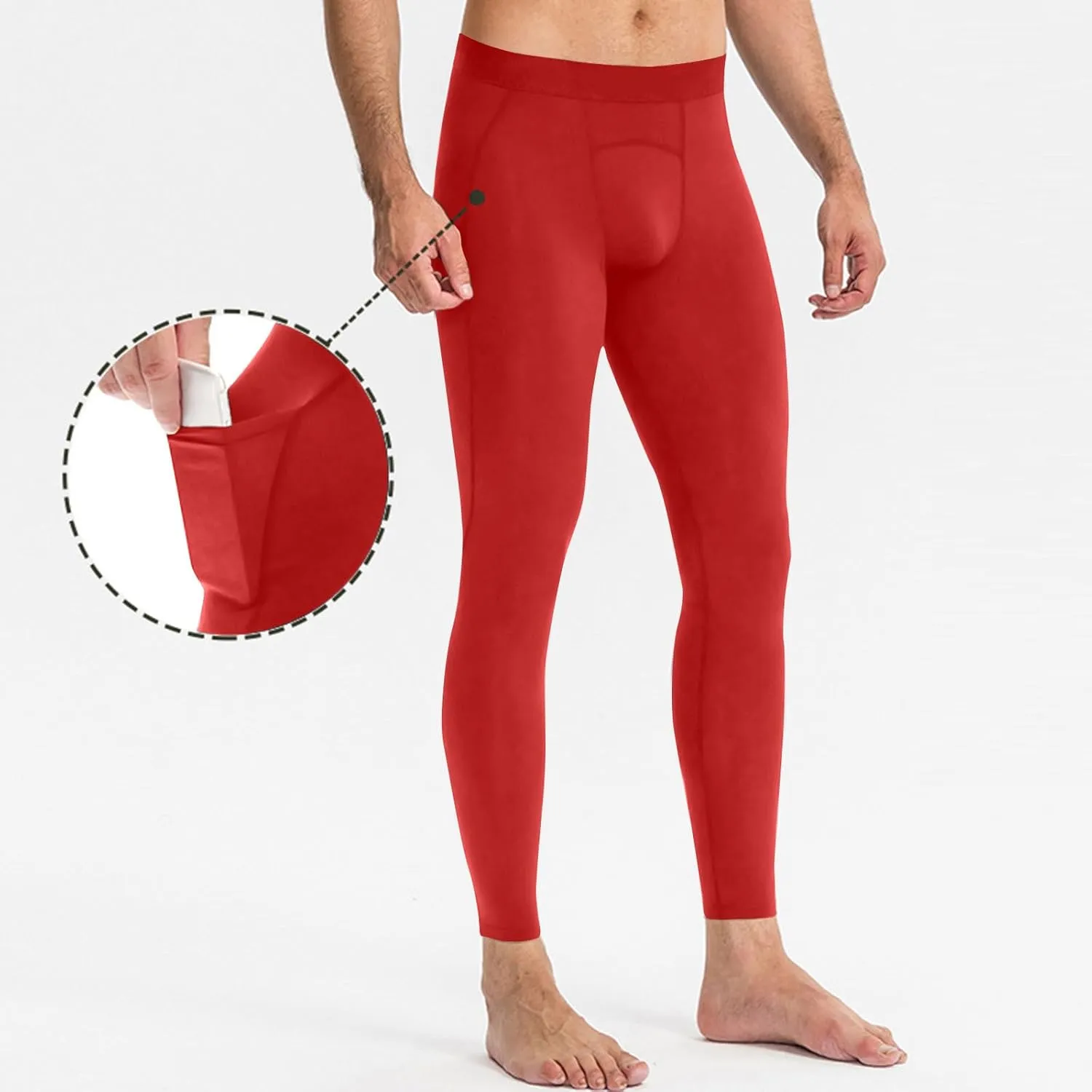 Men's Compression Pants, Performance Athletic Sports Leggings Baselayer Workout Tights for Running Yoga with Pockets