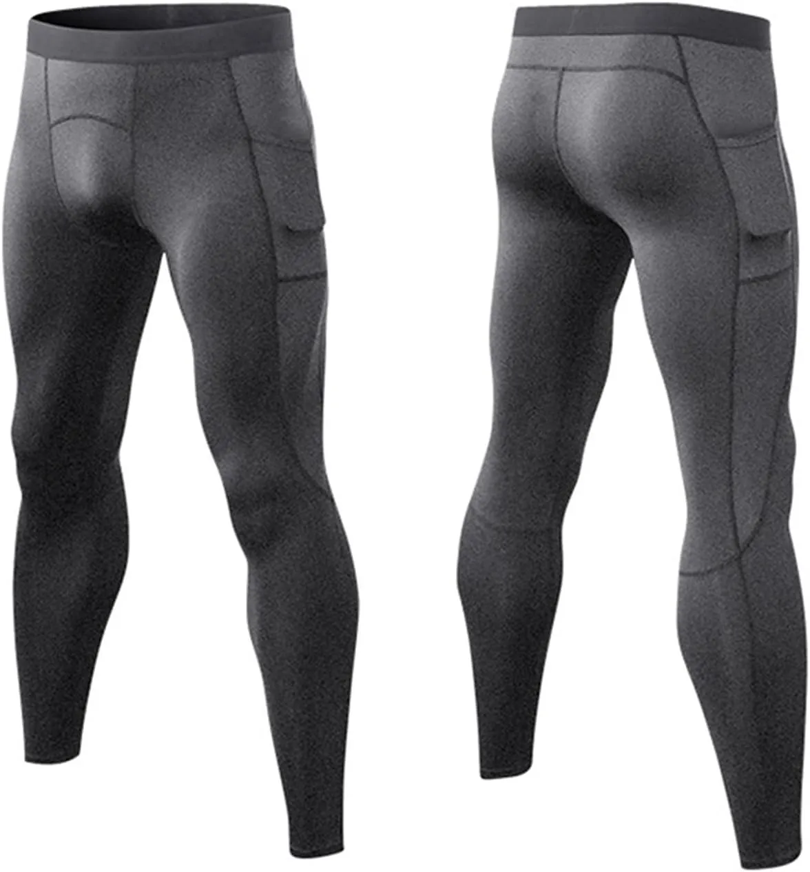 Men's Compression Pants, Performance Athletic Sports Leggings Baselayer Workout Tights for Running Yoga with Pockets