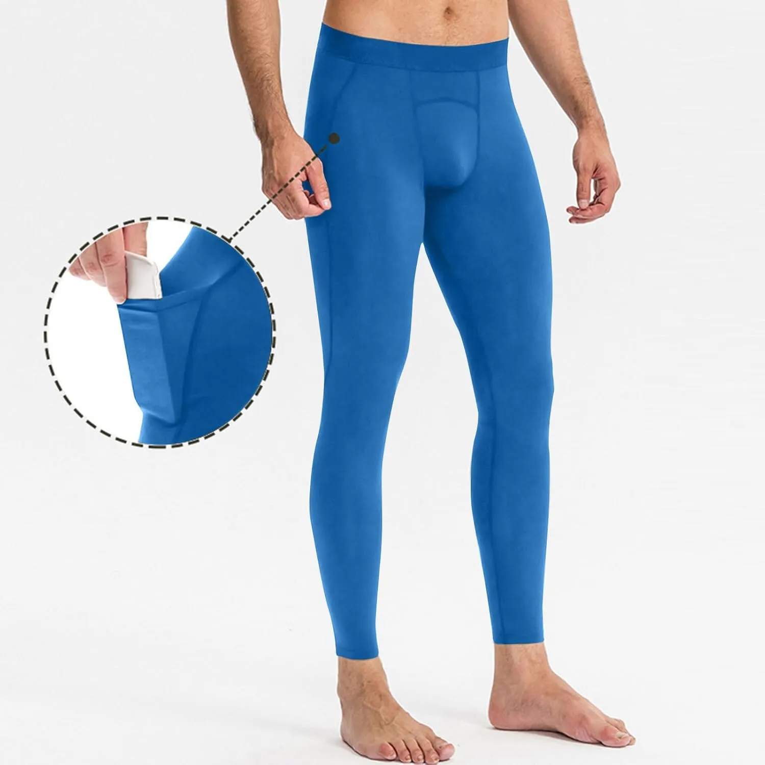 Men's Compression Pants, Performance Athletic Sports Leggings Baselayer Workout Tights for Running Yoga with Pockets