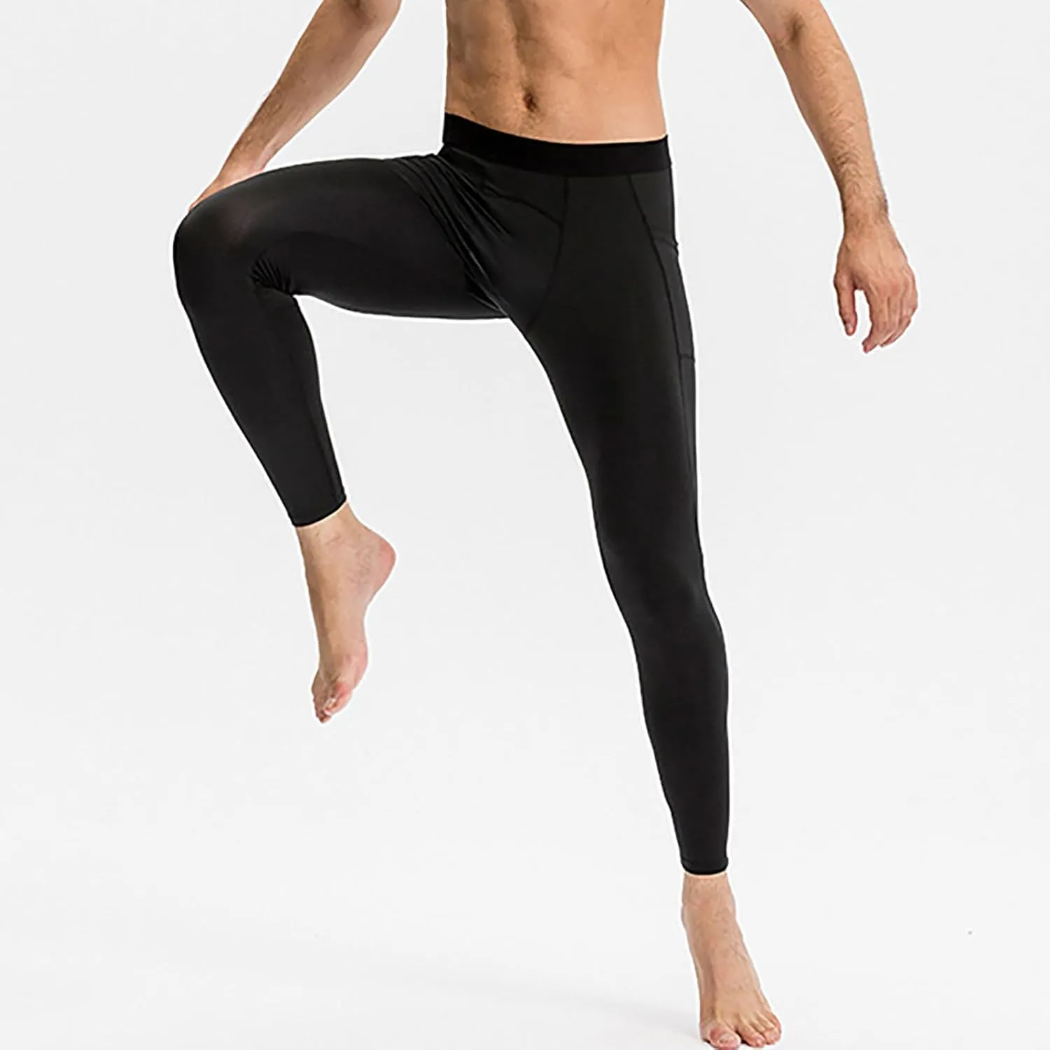 Men's Compression Pants, Performance Athletic Sports Leggings Baselayer Workout Tights for Running Yoga with Pockets
