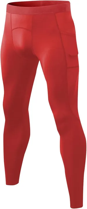 Men's Compression Pants, Performance Athletic Sports Leggings Baselayer Workout Tights for Running Yoga with Pockets