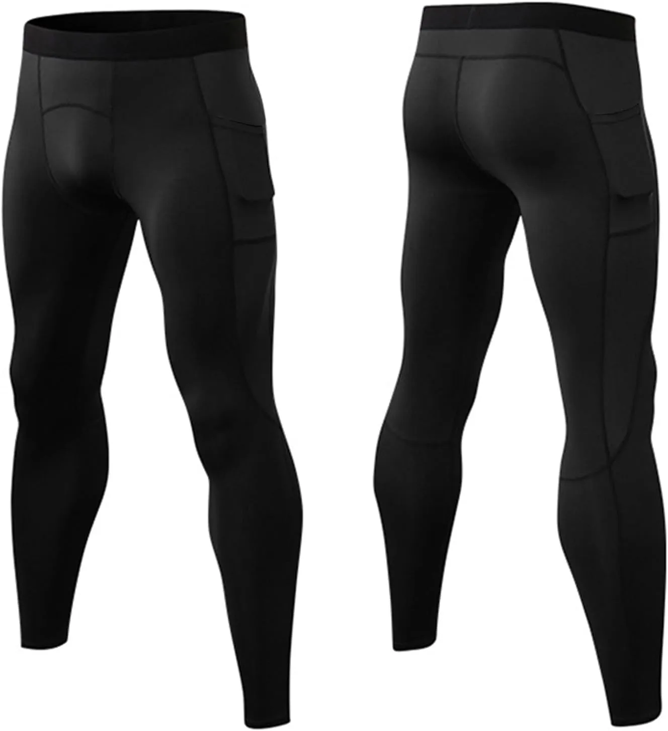 Men's Compression Pants, Performance Athletic Sports Leggings Baselayer Workout Tights for Running Yoga with Pockets