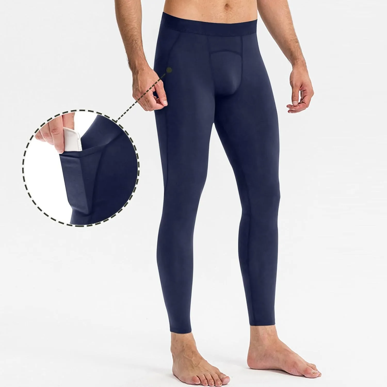 Men's Compression Pants, Performance Athletic Sports Leggings Baselayer Workout Tights for Running Yoga with Pockets