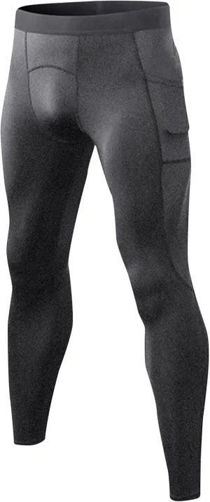 Men's Compression Pants, Performance Athletic Sports Leggings Baselayer Workout Tights for Running Yoga with Pockets