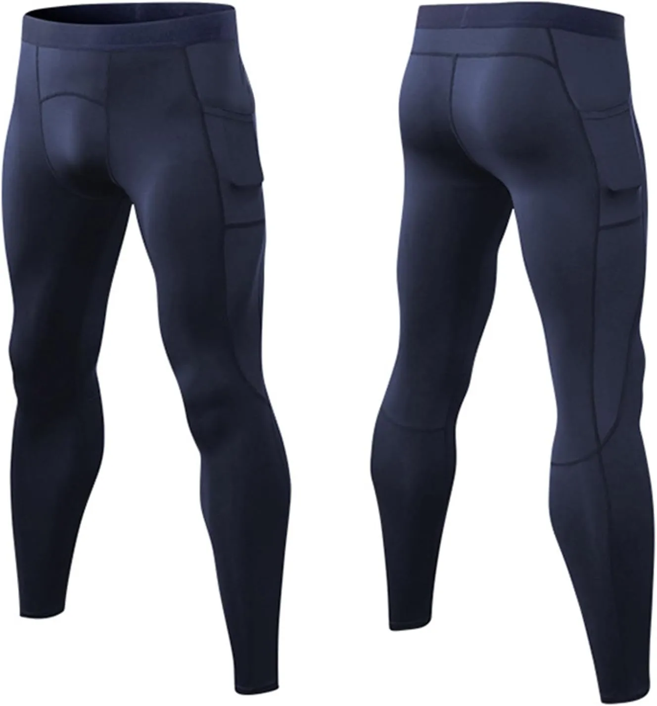 Men's Compression Pants, Performance Athletic Sports Leggings Baselayer Workout Tights for Running Yoga with Pockets