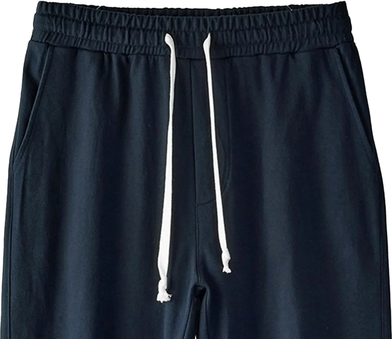 Men's Cotton Basic Comfort Outdoor Pants Straight Leg Drawstring Baggy Trousers Solid Casual Stretch Atletic Pants