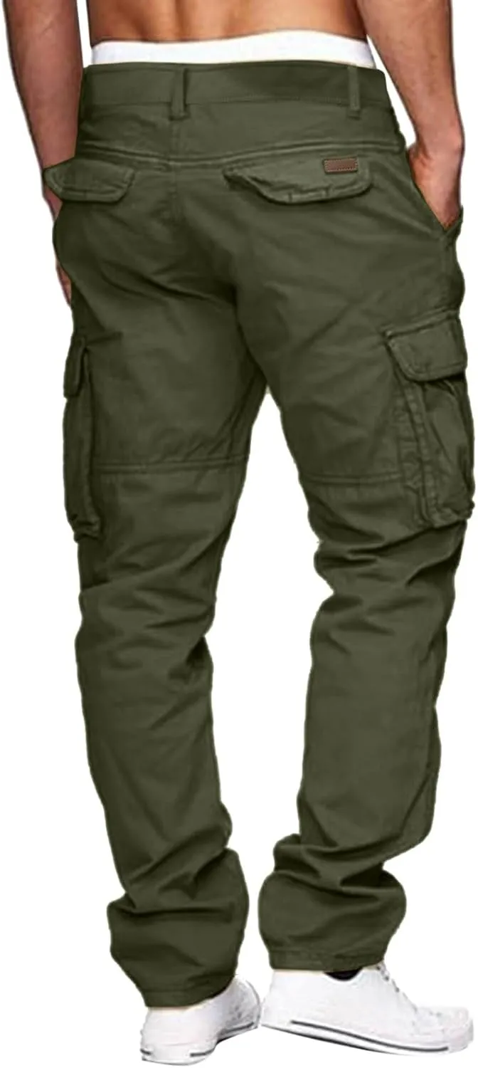 Mens Drawstring Cargo Trousers Casual Joggers Gym Sweatpants Tactical Combat Cargo Work Pants Outdoor Pants