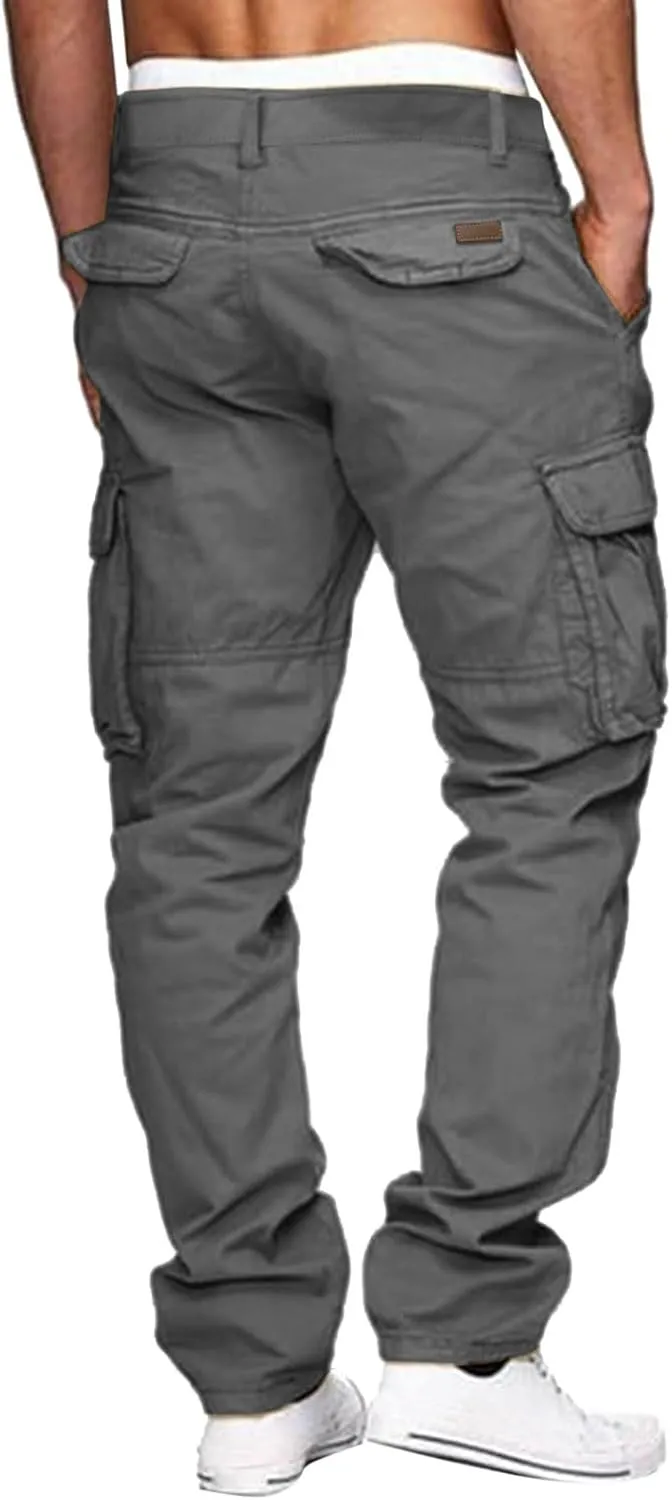 Mens Drawstring Cargo Trousers Casual Joggers Gym Sweatpants Tactical Combat Cargo Work Pants Outdoor Pants