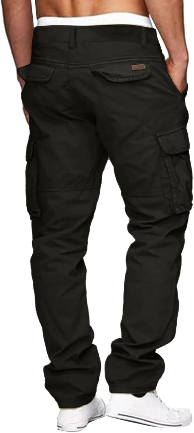 Mens Drawstring Cargo Trousers Casual Joggers Gym Sweatpants Tactical Combat Cargo Work Pants Outdoor Pants