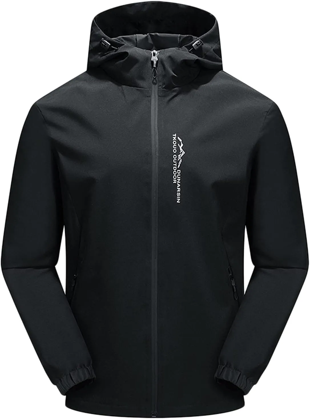 Men's Fall Shrinkable Hooded Jacket Windproof Breathable Coats Solid Color Lightweight Waterproof Outdoor Tops