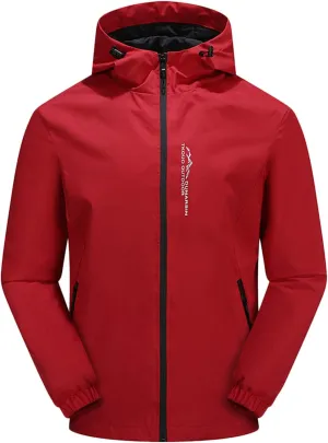 Men's Fall Shrinkable Hooded Jacket Windproof Breathable Coats Solid Color Lightweight Waterproof Outdoor Tops