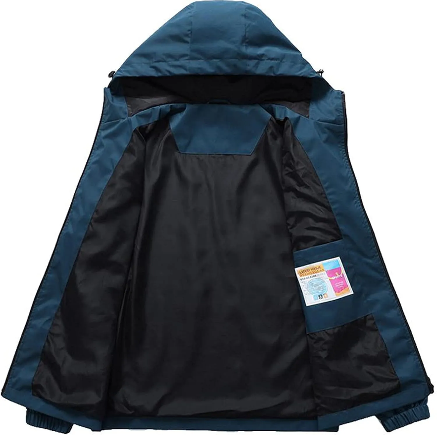 Men's Fall Shrinkable Hooded Jacket Windproof Breathable Coats Solid Color Lightweight Waterproof Outdoor Tops