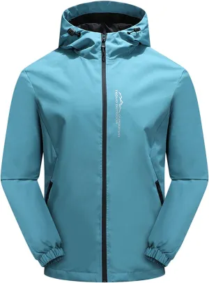 Men's Fall Shrinkable Hooded Jacket Windproof Breathable Coats Solid Color Lightweight Waterproof Outdoor Tops