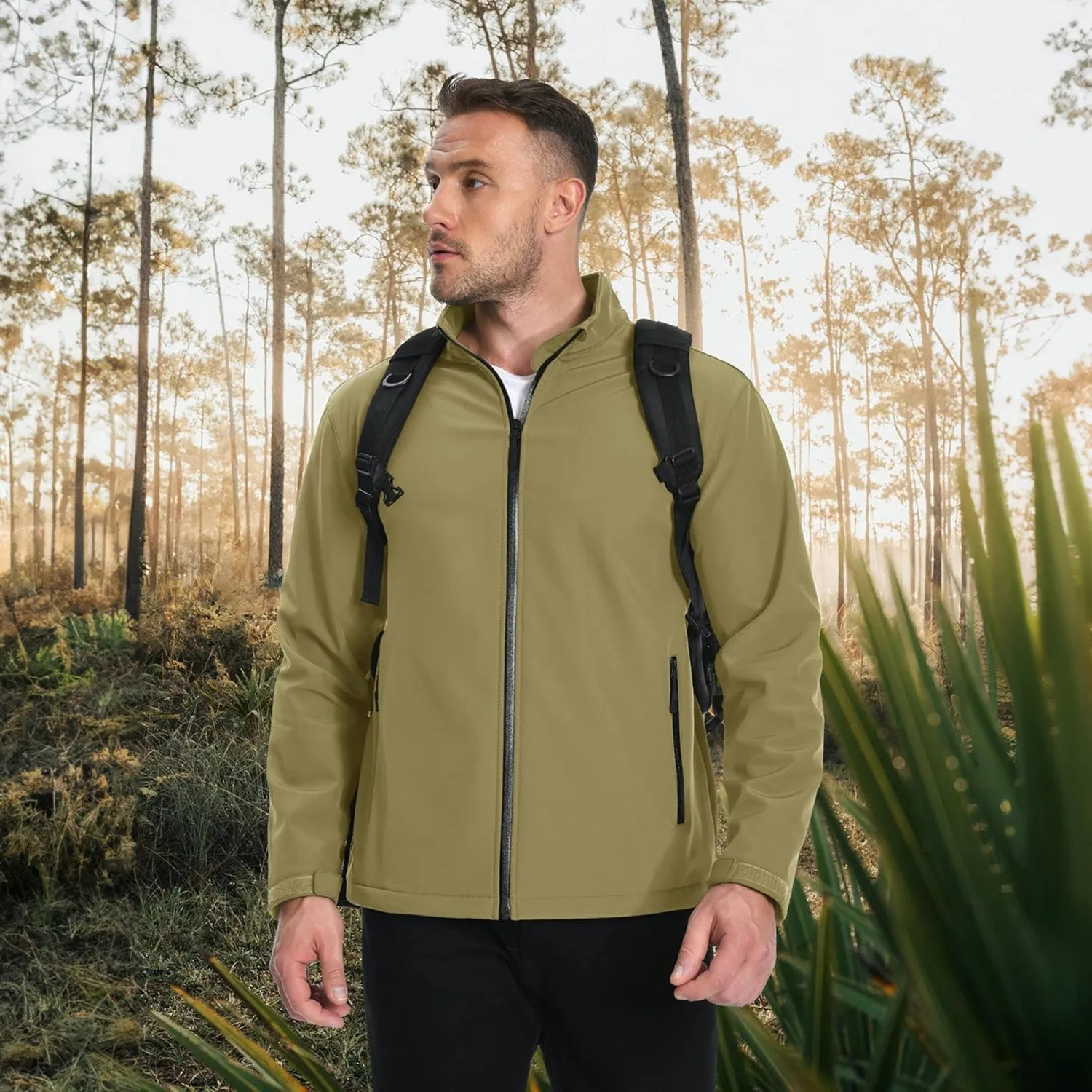 Men's Fleece Lined Softshell Jacket Waterproof Windbreaker Rain Jacket for Tactical Hiking