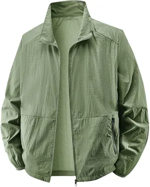 Men's Full Zip Up Sun Protection Hoodie Jacket Long Sleeve Lightweight UV Shirts for Men Outdoor Hiking Fishing Coat