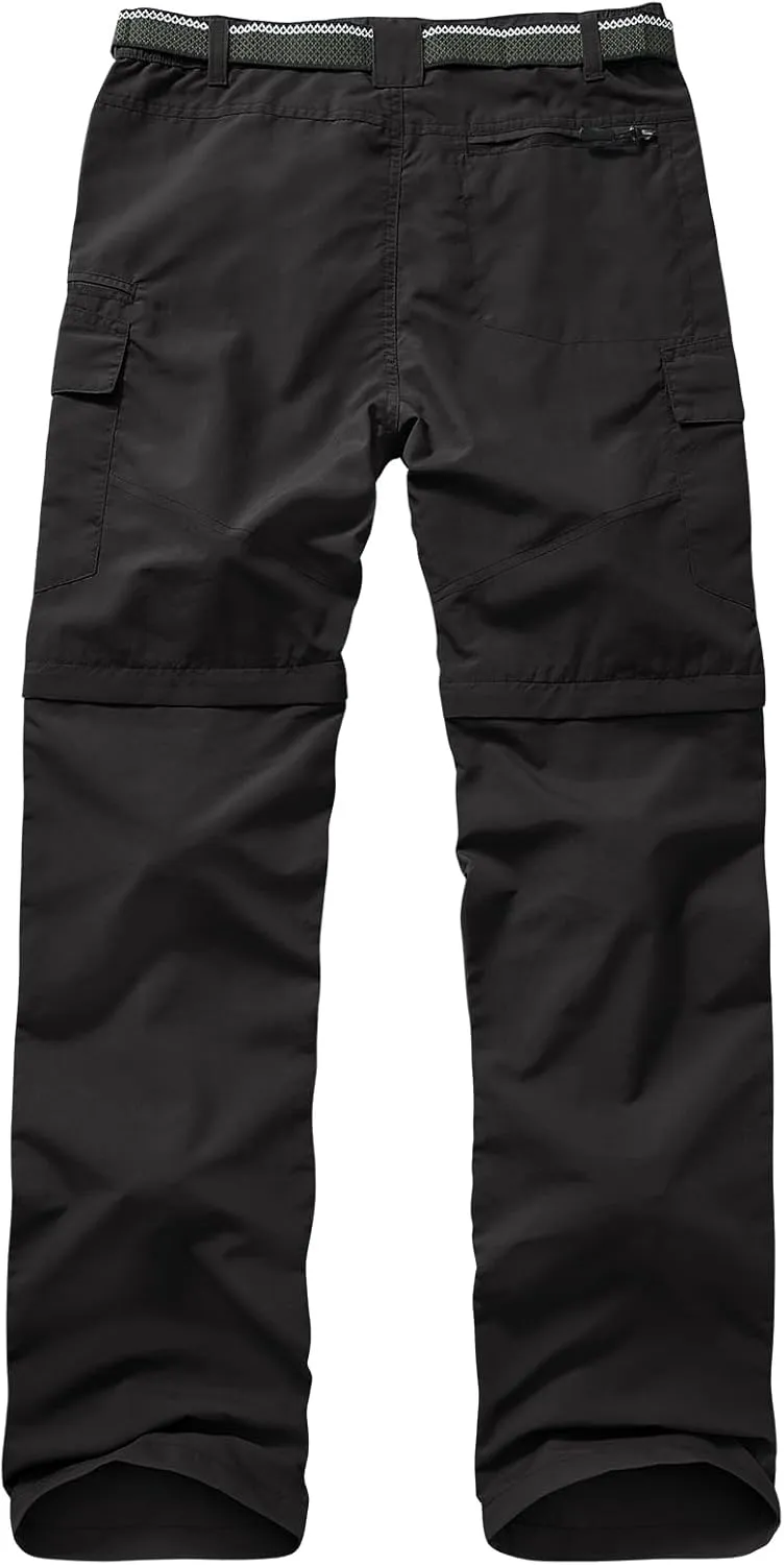 Mens Hiking Convertible Pants Quick Dry Zip Off Lightweight Cargo Fishing Work Pants Trousers with Belt