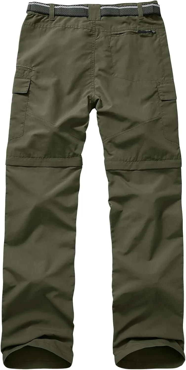 Mens Hiking Convertible Pants Quick Dry Zip Off Lightweight Cargo Fishing Work Pants Trousers with Belt