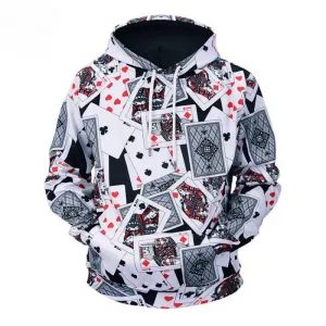 Men's Hooded Sweatshirt With Playing Cards Print
