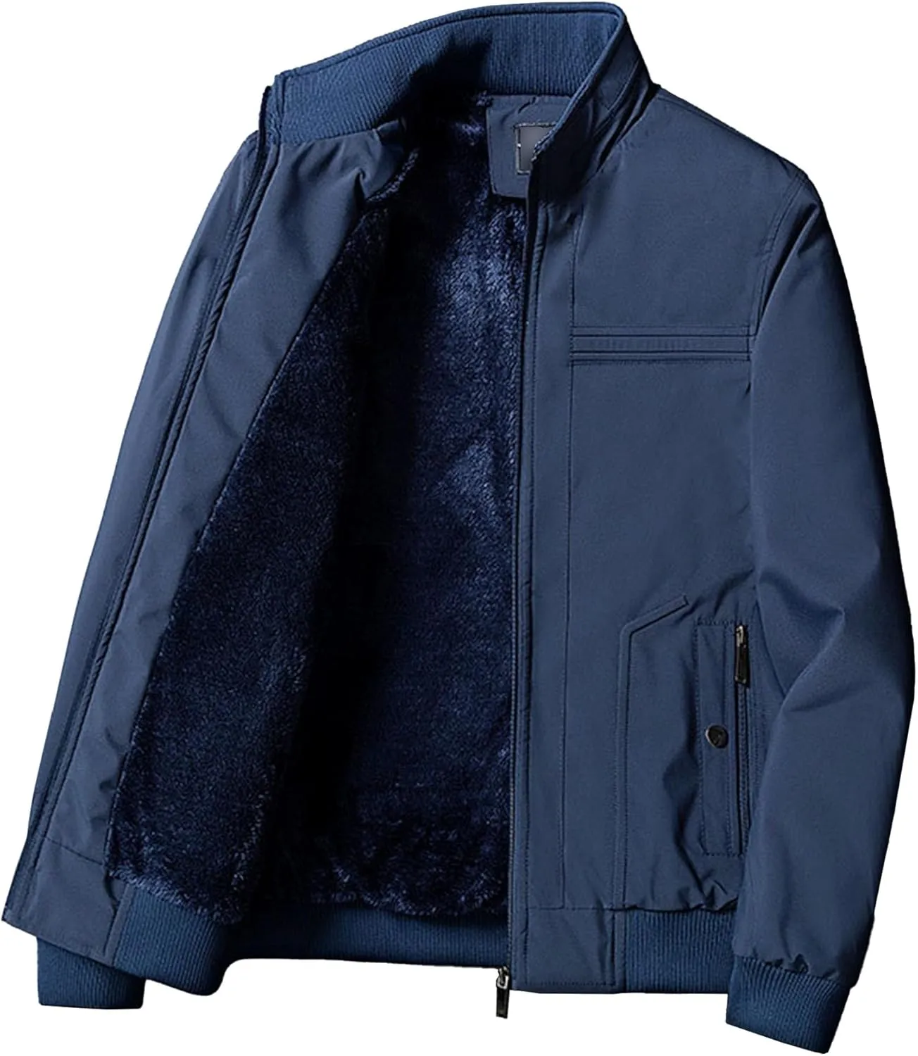 Men's Lightweight Baseball Bomber Jacket Windproof Stand Collar Casual Sport Jacket Winter Cotton Cargo Coats