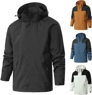 Mens Lightweight Rain Jacket Outdoor Waterproof Shell Hooded Jacket Hiking Travel Running Raincoat Unisex Windbreaker