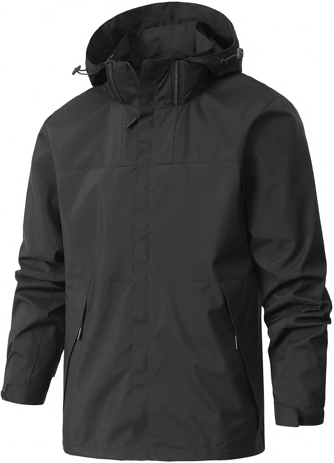 Mens Lightweight Rain Jacket Outdoor Waterproof Shell Hooded Jacket Hiking Travel Running Raincoat Unisex Windbreaker