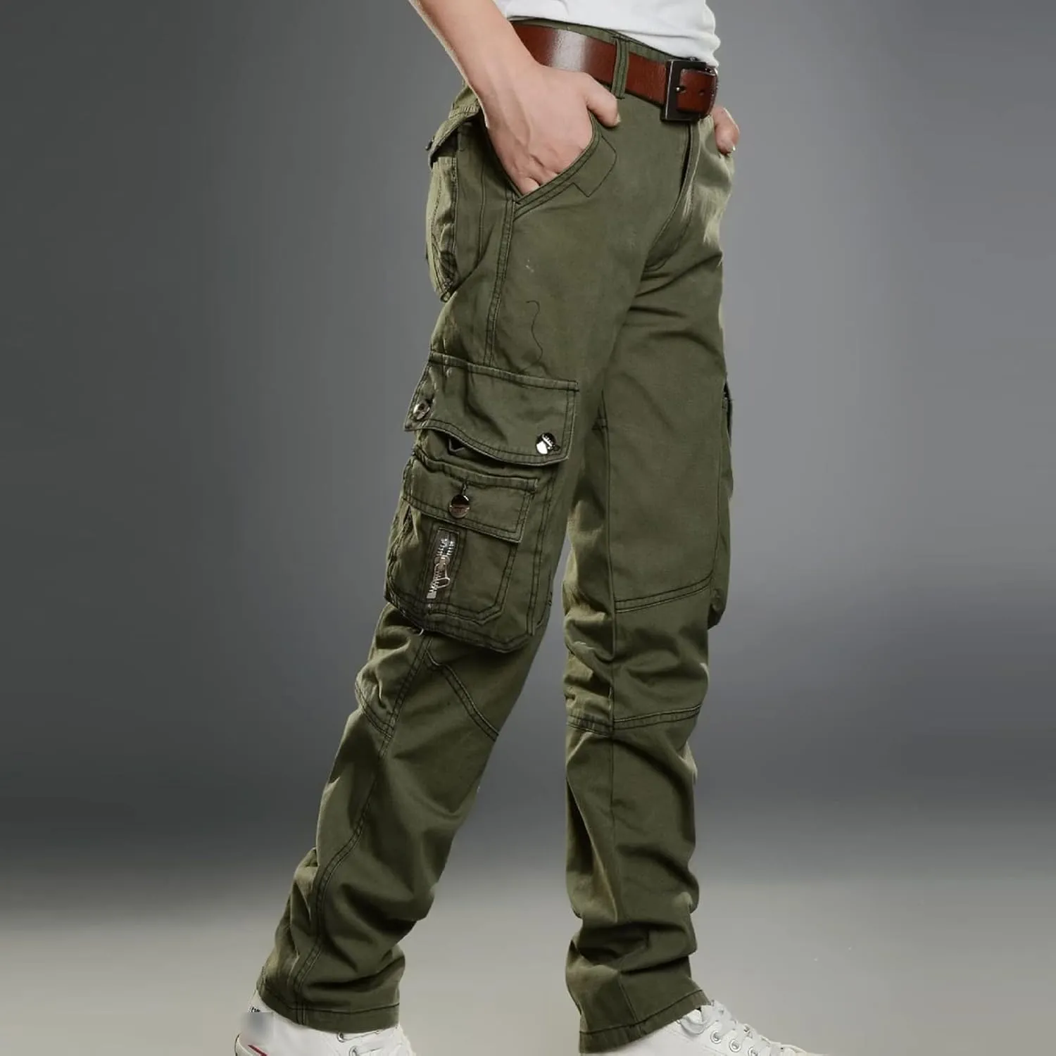 Men's Lightweight Stretch Outdoor Pants Casual Active Military Cargo Camouflage Trousers with Cargo Pocket