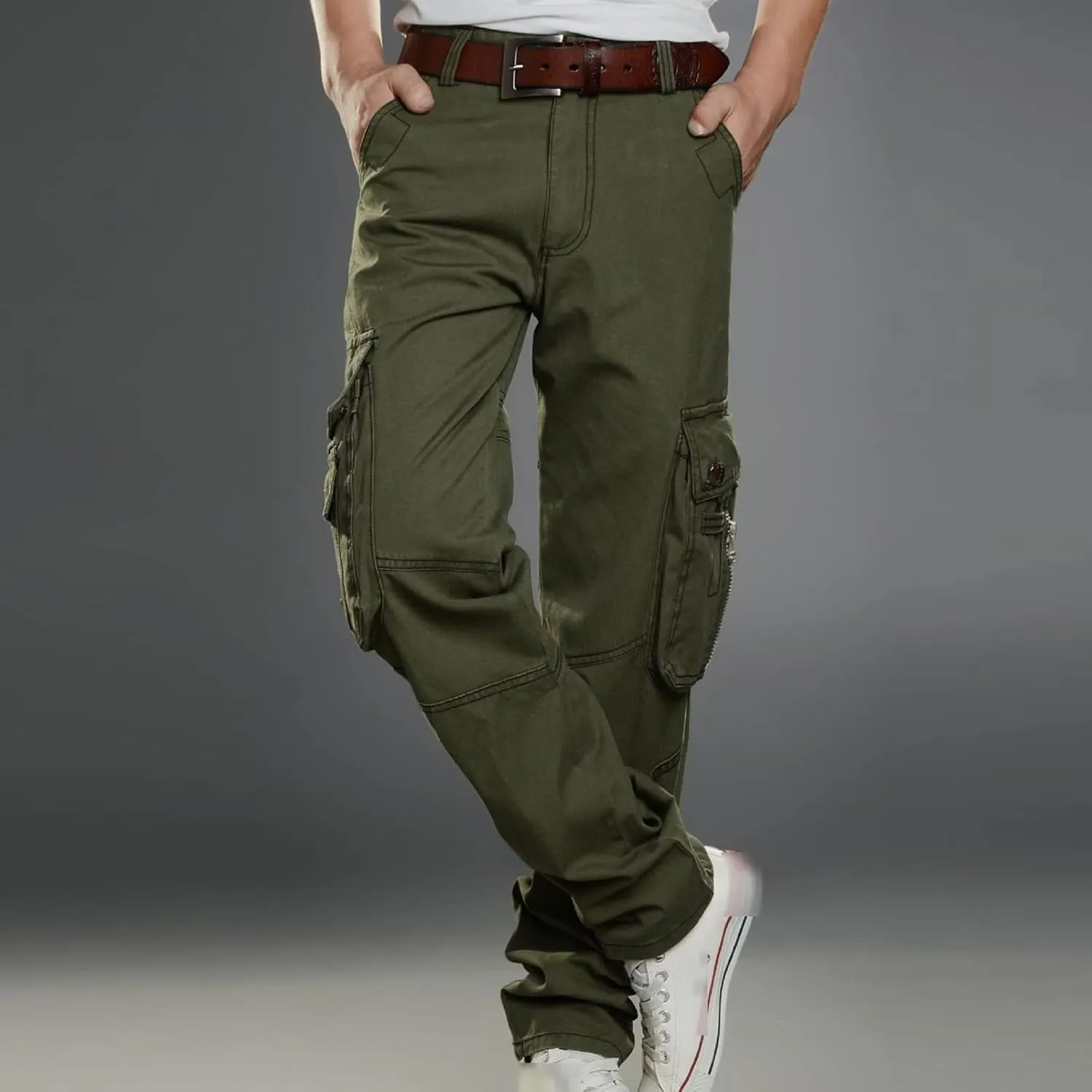 Men's Lightweight Stretch Outdoor Pants Casual Active Military Cargo Camouflage Trousers with Cargo Pocket