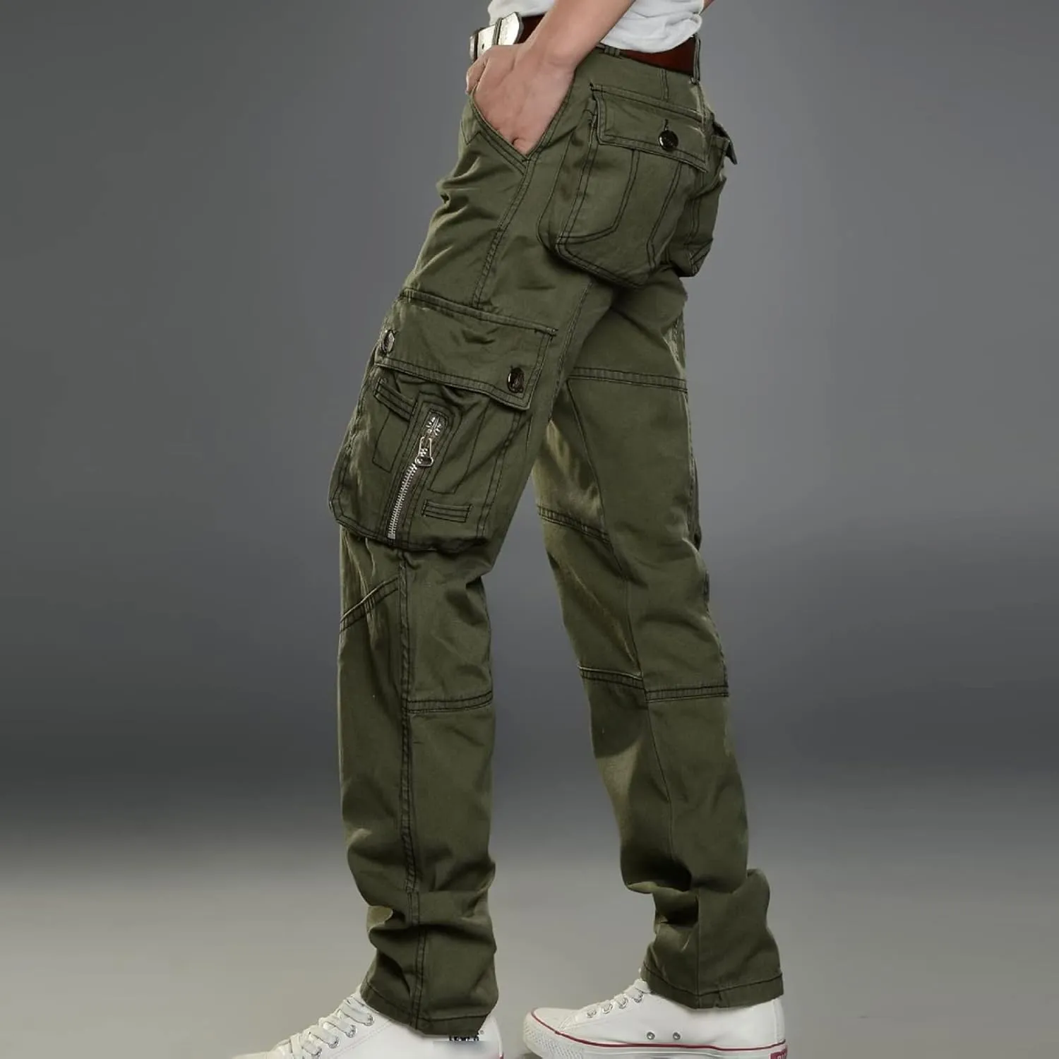 Men's Lightweight Stretch Outdoor Pants Casual Active Military Cargo Camouflage Trousers with Cargo Pocket