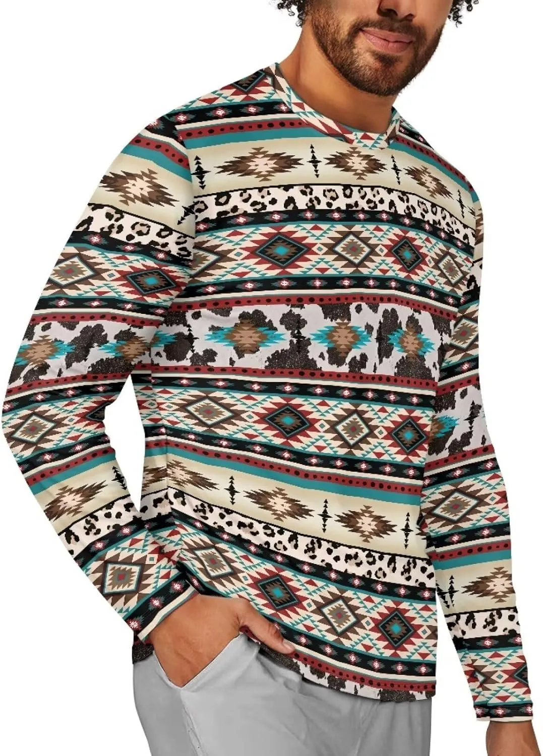 Men's Long Sleeve T-Shirt Athletic Workout Crewneck Shirt Breathable Lightweight Plus Size Top