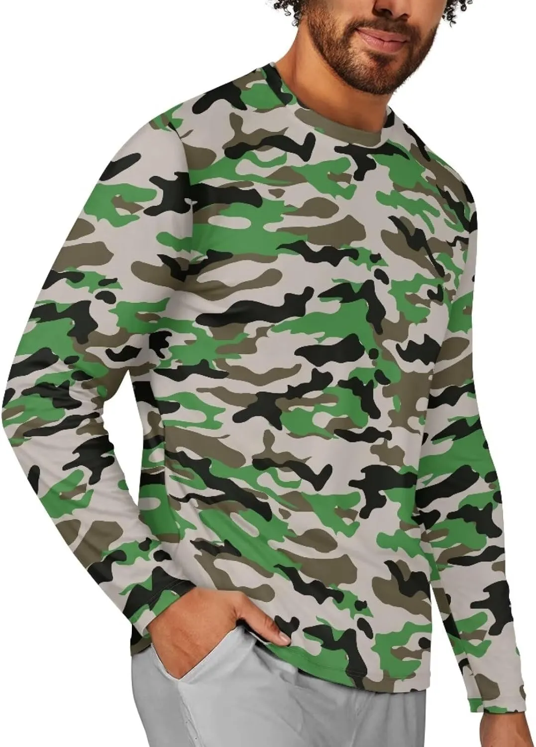 Men's Long Sleeve T-Shirt Athletic Workout Crewneck Shirt Breathable Lightweight Plus Size Top