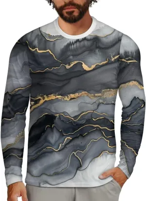 Men's Long Sleeve T-Shirt Athletic Workout Crewneck Shirt Breathable Lightweight Plus Size Top