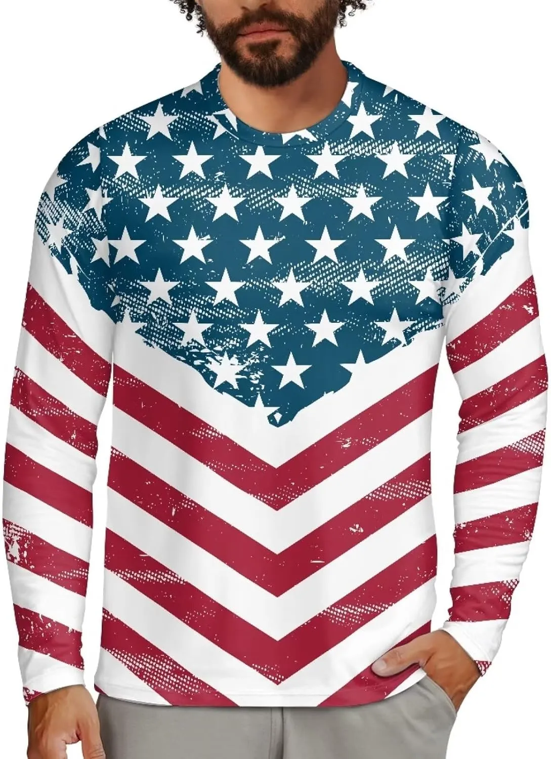 Men's Long Sleeve T-Shirt Athletic Workout Crewneck Shirt Breathable Lightweight Plus Size Top