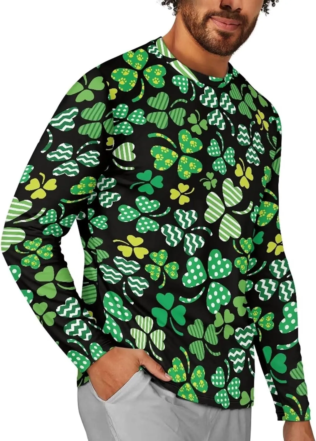 Men's Long Sleeve T-Shirt Athletic Workout Crewneck Shirt Breathable Lightweight Plus Size Top