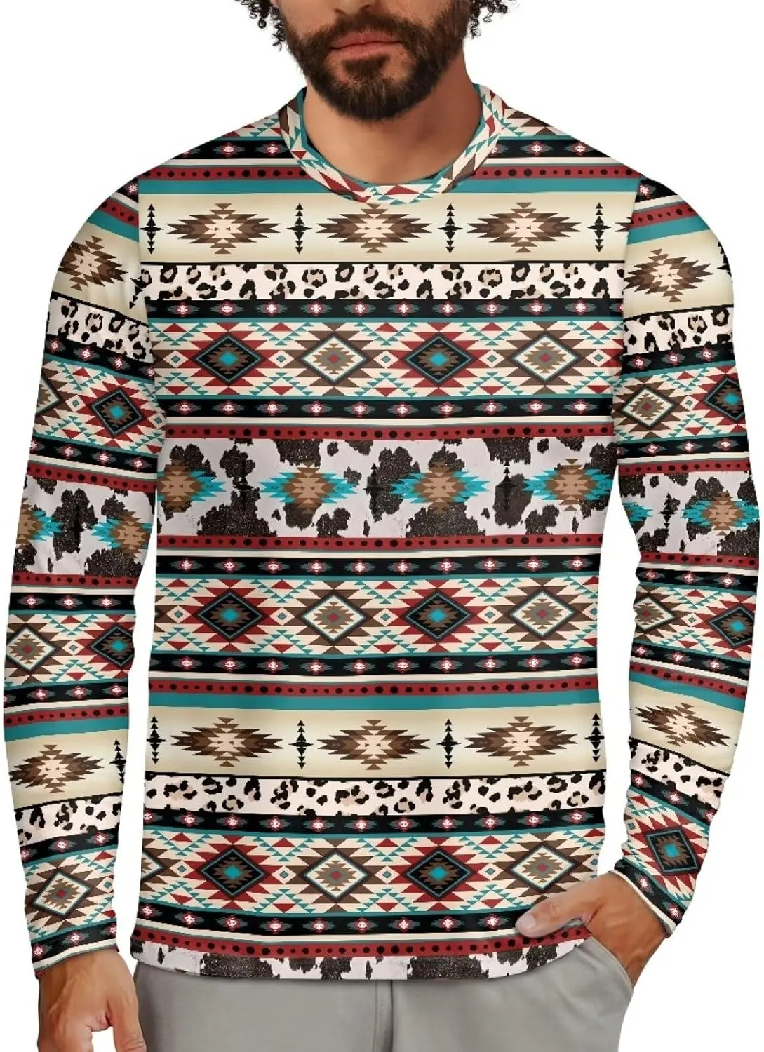 Men's Long Sleeve T-Shirt Athletic Workout Crewneck Shirt Breathable Lightweight Plus Size Top