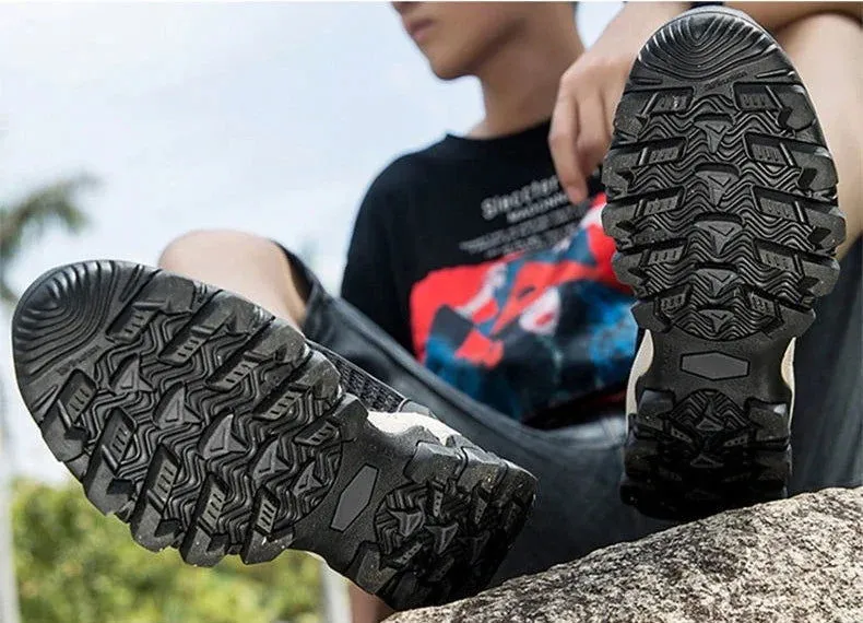 Men's Mesh Sports Shoes Fashion Mountaineering Breathable Lightweight Anti Slip Shoes Outdoor Travel Running Casual Shoes