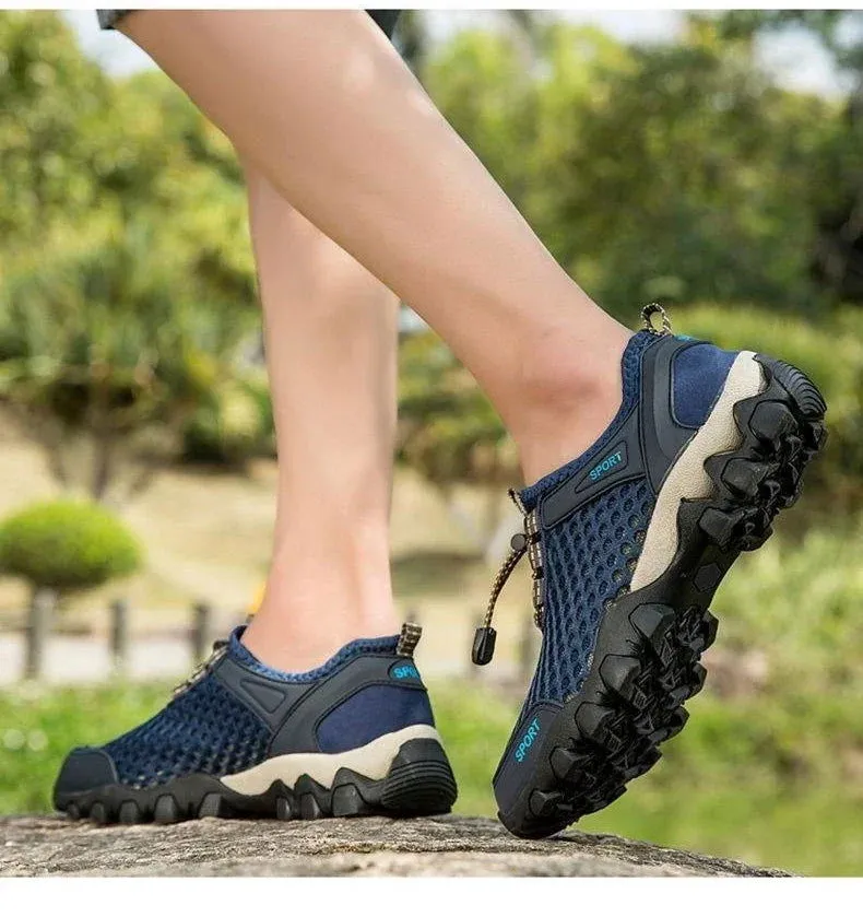 Men's Mesh Sports Shoes Fashion Mountaineering Breathable Lightweight Anti Slip Shoes Outdoor Travel Running Casual Shoes